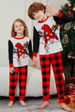 Conjunto de pijamas familiares de manga comprida estampados de Natal preto e vermelho