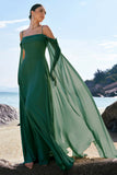 Verde claro ombro frio destacável mangas Chiffon vestido de dama de honra