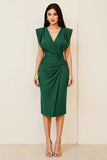 Oliva Bodycon Decote em V Midi Vestidos Cerimónia