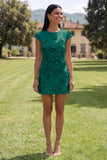 Vestido de Homecoming Bodycon Bodycon Amarelo de Decote Redondo com Flores 3D