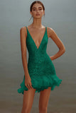 Branco Bodycon Esparguete Alças Lantejoulas Vestido Curto de Formatura