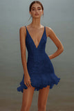 Branco Bodycon Esparguete Alças Lantejoulas Vestido Curto de Formatura