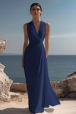 Vestido de Noivado Longo Branco com Decote em V e Franzido