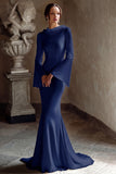 Marfim Sereia Cowl Neck Vestido de Noiva Longo