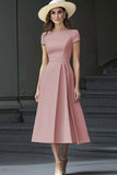 Daffodil A Line Boat Neck Vintage Cetim Long Work Dress