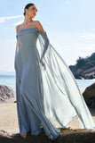 Verde claro ombro frio destacável mangas Chiffon vestido de dama de honra