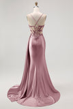 Vestido de Baile Longo com Alças Finas e Apliques em Champanhe