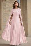 Vestido Comprido Marinha em Chiffon Tubinho para Mãe da Noiva com Capa