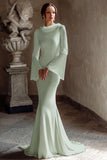Marfim Sereia Cowl Neck Vestido de Noiva Longo