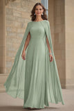 Vestido Comprido Marinha em Chiffon Tubinho para Mãe da Noiva com Capa