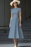 Daffodil A Line Boat Neck Vintage Cetim Long Work Dress