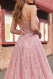 Vestido de baile de baile de sereia com alças finas com blush brilhante e capa
