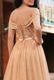 Vestido longo de baile de sereia com lantejoulas e champanhe