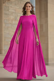 Vestido Comprido Marinha em Chiffon Tubinho para Mãe da Noiva com Capa