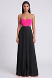Vestido Maxi plissado cor-de-rosa e laranja A-Line