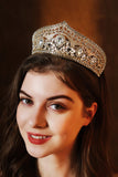 Tiara de Coroa Dourada da Princesa de Cristal de Luxo