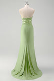 Sereia Verde Strapless Cut out Corset Long Prom Dress com Fenda