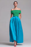 Vestido de Cerimónia Midi com Ombro a Ombro em fúcsia e Vermelho com Bolsos