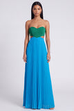Vestido Maxi plissado cor-de-rosa e laranja A-Line