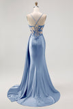 Vestido de Baile Longo com Alças Finas e Apliques em Champanhe