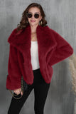 Fofo Preto Virar Lapela Faux Fur Casaco de inverno