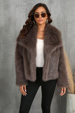 Fofo Preto Virar Lapela Faux Fur Casaco de inverno