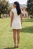 Vestido de Homecoming Bodycon Bodycon Amarelo de Decote Redondo com Flores 3D