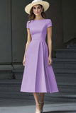 Daffodil A Line Boat Neck Vintage Cetim Long Work Dress