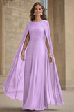 Vestido Comprido Marinha em Chiffon Tubinho para Mãe da Noiva com Capa