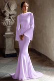 Marfim Sereia Cowl Neck Vestido de Noiva Longo