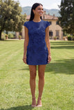 Vestido de Homecoming Bodycon Bodycon Amarelo de Decote Redondo com Flores 3D