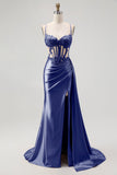 Vestido de Baile Longo com Alças Finas e Apliques em Champanhe
