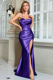 Royal Blue Sereia Espaghetti Correias Long Corset Prom Dress