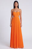 Vestido Maxi plissado cor-de-rosa e laranja A-Line
