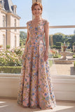 Vestido de Mãe da Noiva Verde em Tule Bordado em V, decote em V
