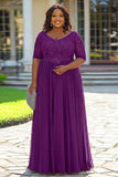 Cinza Linha-A Chiffon Renda Tamanhos Grandes Longo Vestido Mae Noiva