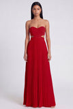 Vestido Maxi plissado cor-de-rosa e laranja A-Line