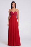 Vestido Maxi plissado cor-de-rosa e laranja A-Line com laço