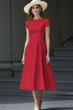 Daffodil A Line Boat Neck Vintage Cetim Long Work Dress