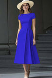 Daffodil A Line Boat Neck Vintage Cetim Long Work Dress