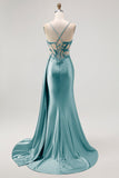 Vestido de Baile Longo com Alças Finas e Apliques em Champanhe