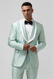 Mint Xaile Lapela 2 Peça Jacquard Um Botão Masculino Prom Suits