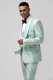 Mint Xaile Lapela 2 Peça Jacquard Um Botão Masculino Prom Suits