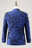 Royal Blue Jacquard Pico Lapela 2 Peças Homens Prom Suits