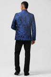 Royal Blue 2 Piece Pico Lapel Jacquard Fatos de Baile de Formatura Masculino