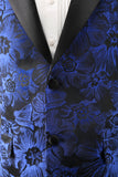 Royal Blue Jacquard Pico Lapela 2 Peças Homens Prom Suits