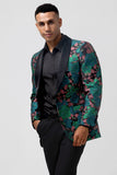 Verde Jacquard Xaile Lapela Um Botão Masculino Prom Blazer