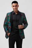 Verde Jacquard Xaile Lapela Um Botão Masculino Prom Blazer