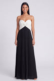 Vestido Maxi plissado cor-de-rosa e laranja A-Line com laço