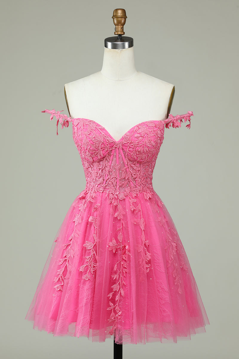 Carregar imagem no visualizador da galeria, Tiras de espaguete da marinha curto vestido de homecoming com apliques